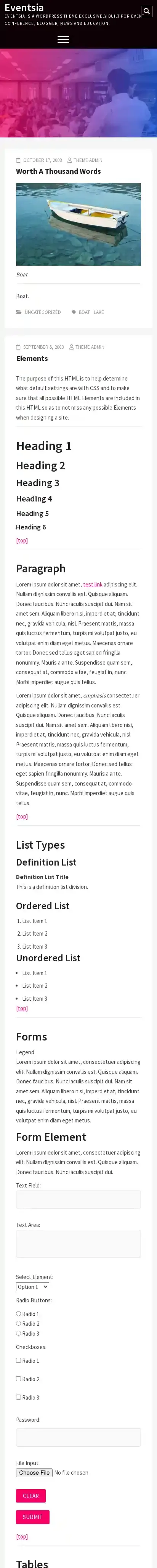 Eventsia home page on mobile
