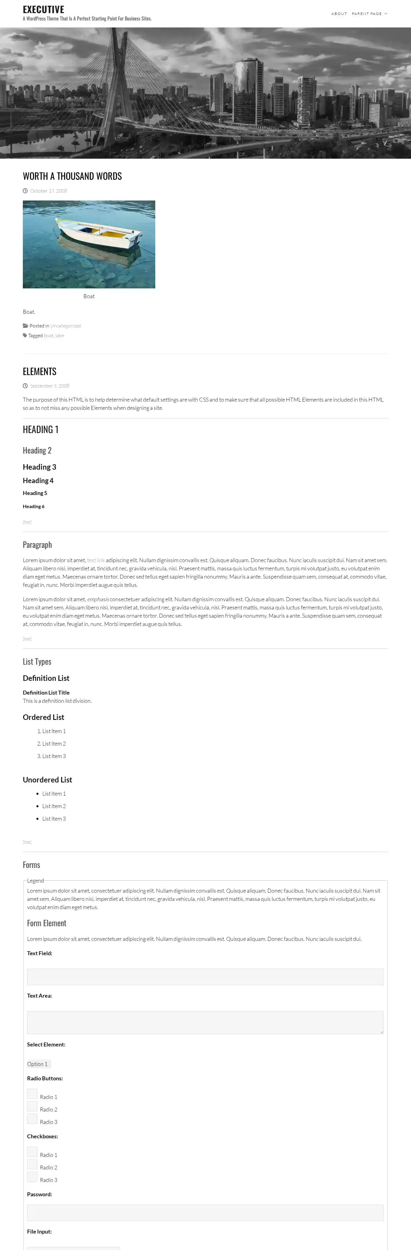 Executive home page on desktop