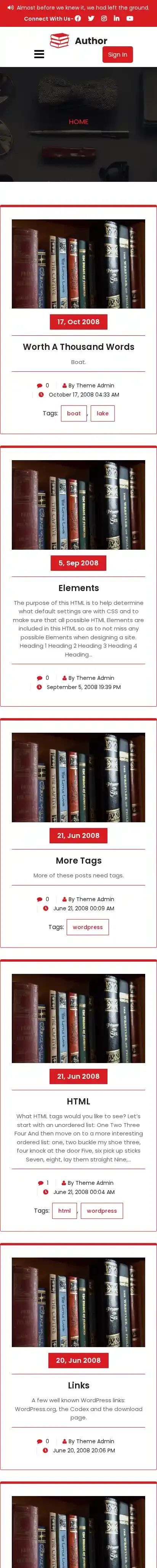 Expert Author home page on mobile