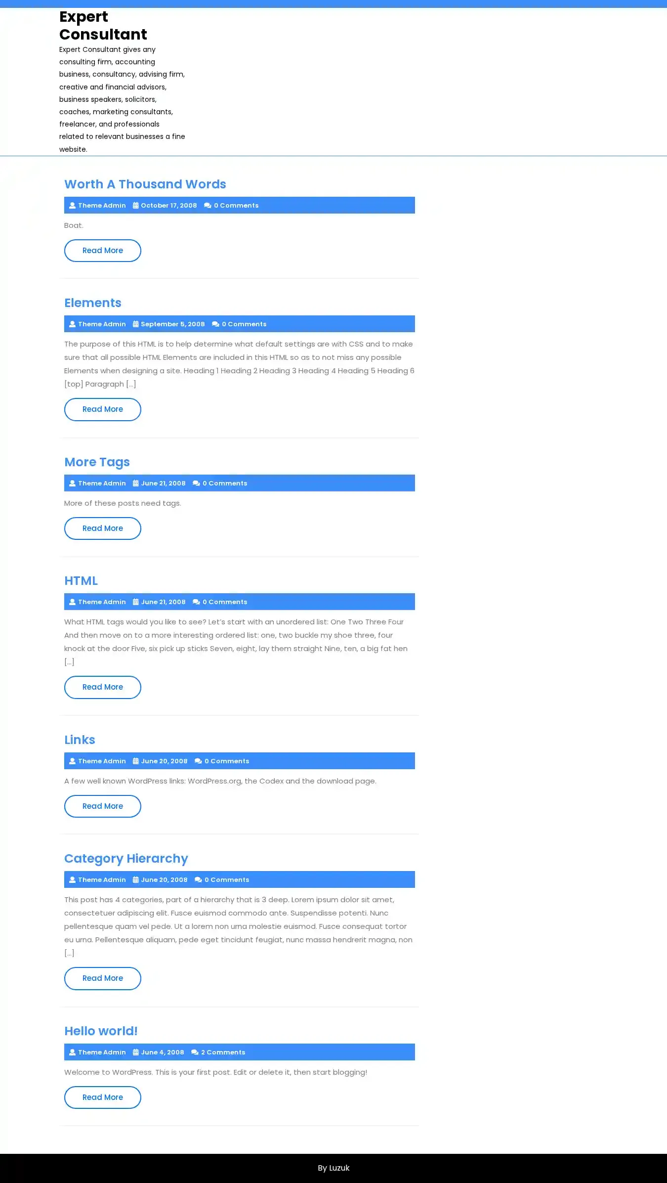 Expert Consultant home page on desktop