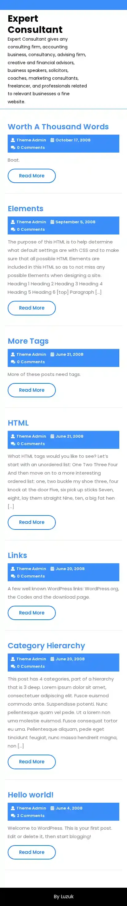 Expert Consultant home page on mobile