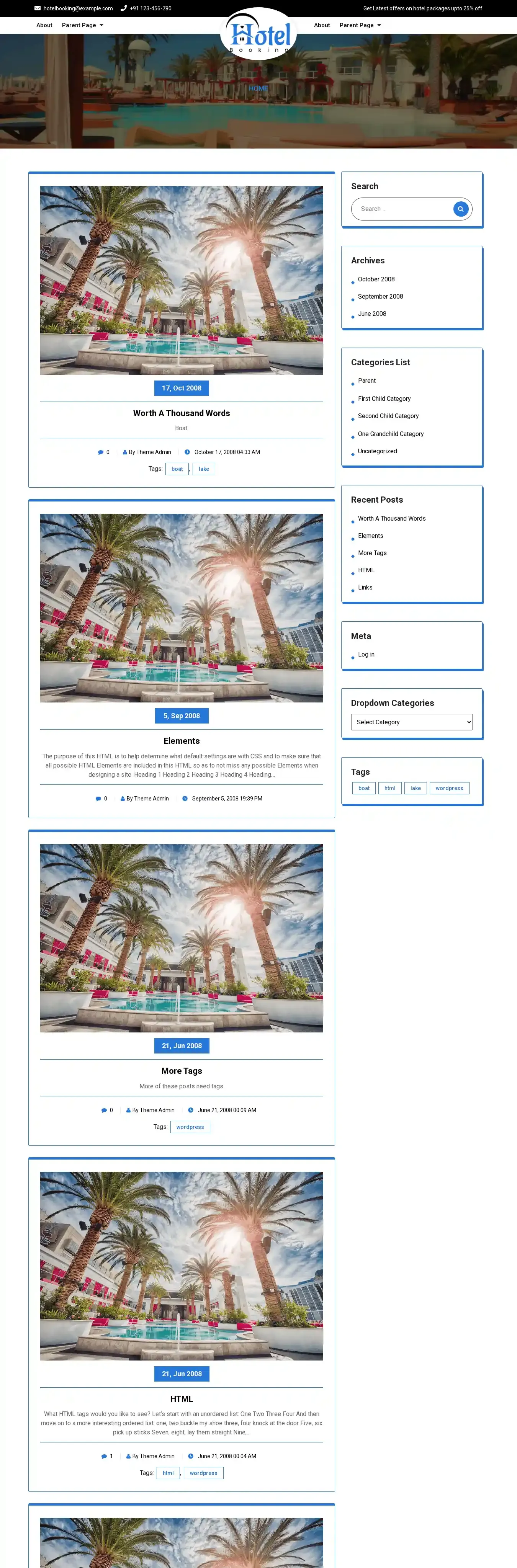 Expert Hotel Booking home page on desktop