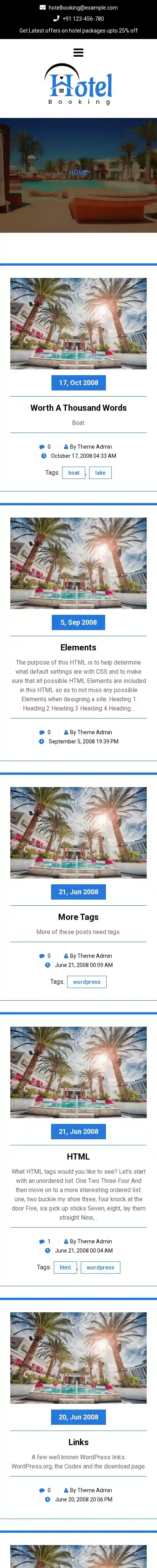 Expert Hotel Booking home page on mobile