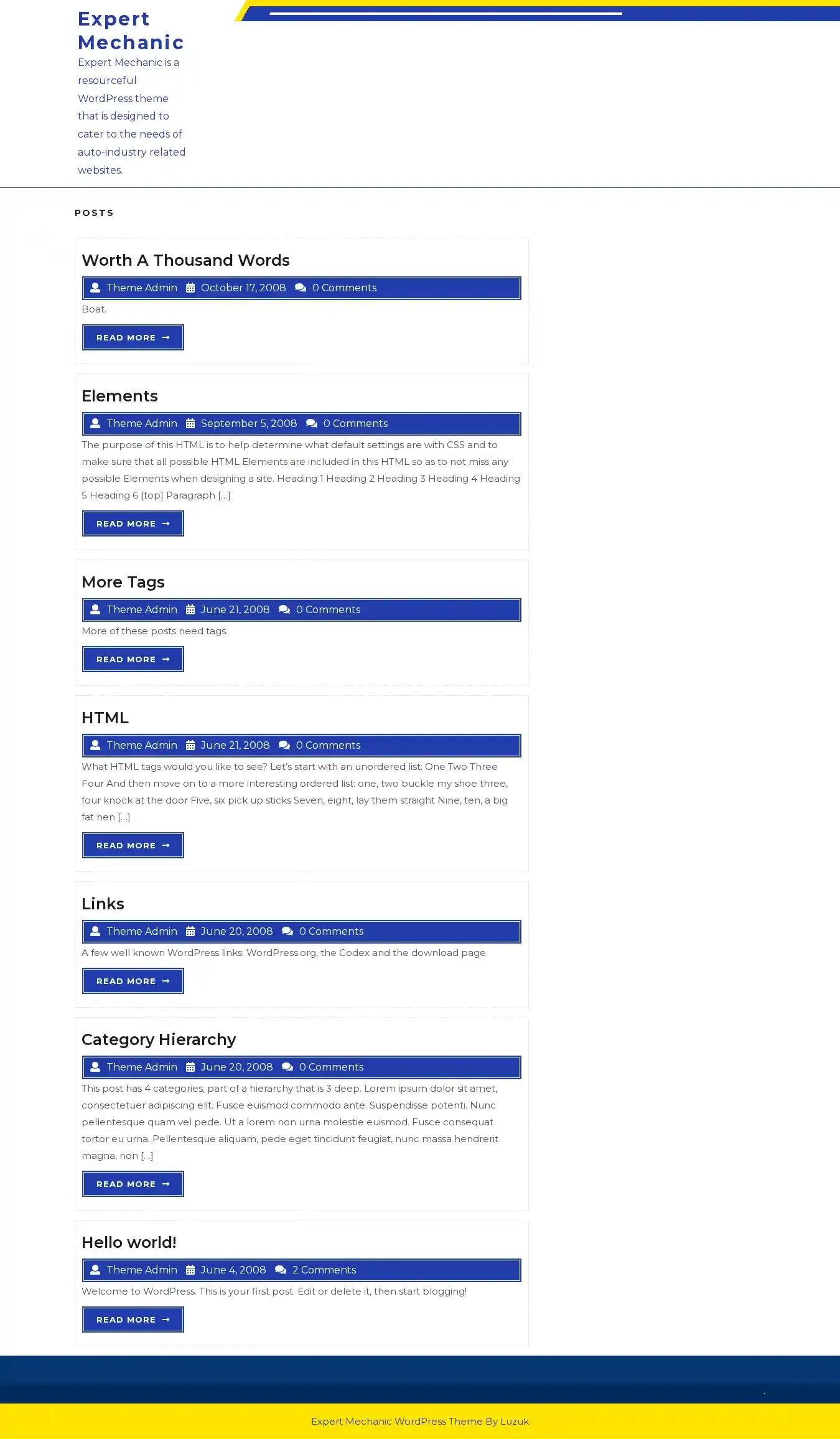 Expert Mechanic home page on desktop