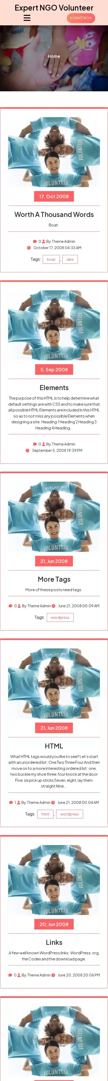 Expert NGO Volunteer home page on mobile