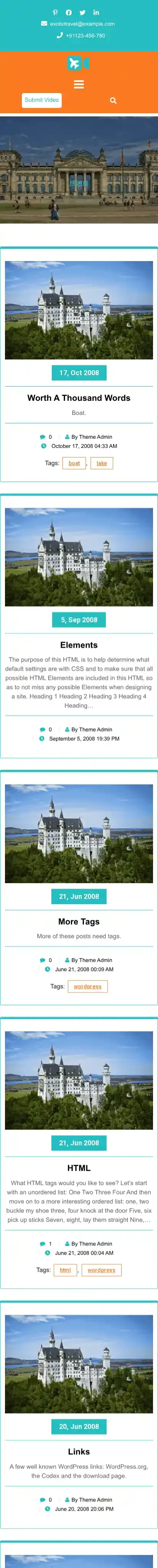 Expert Travel Vlogger home page on mobile