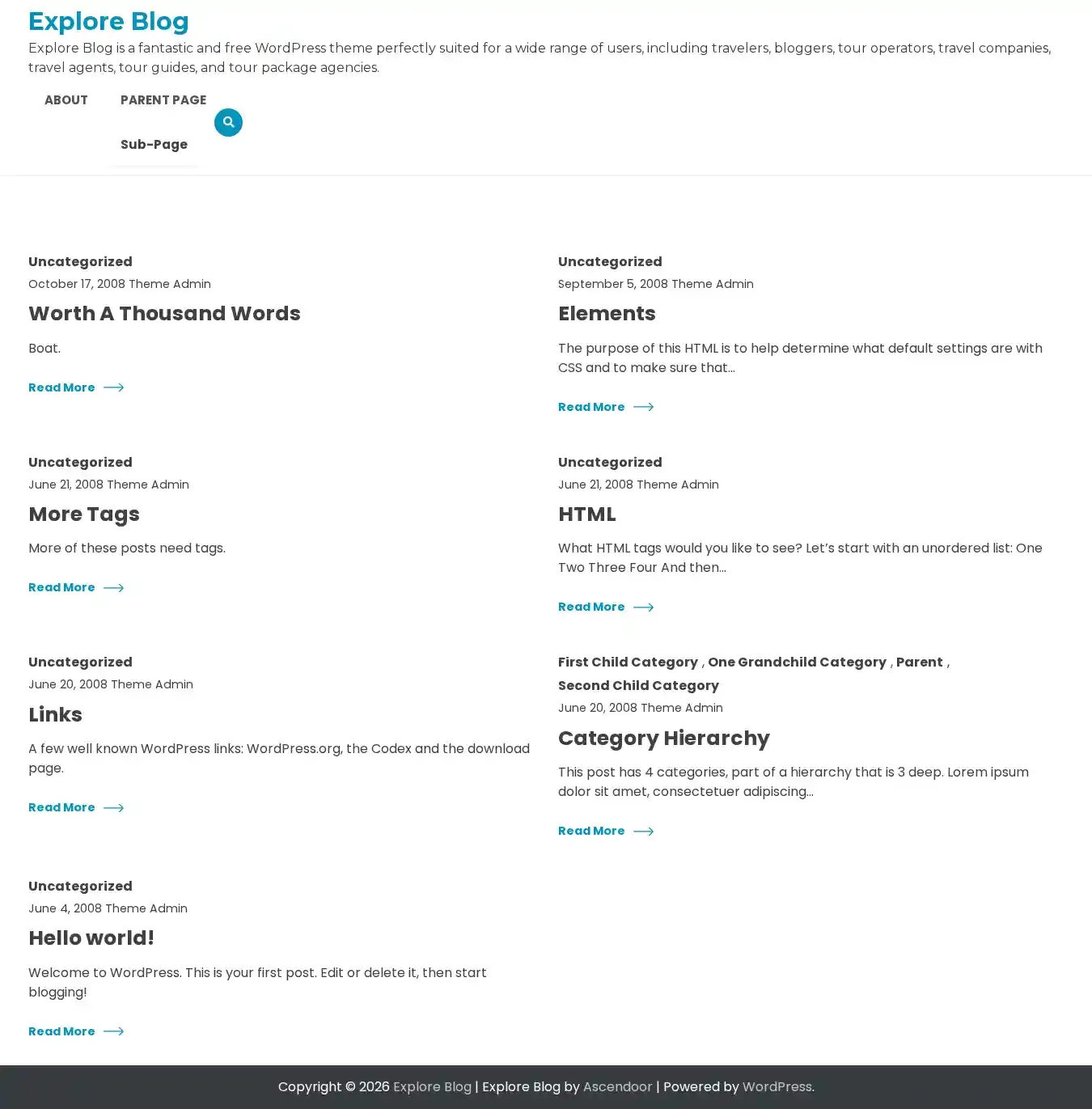 Explore Blog home page on desktop