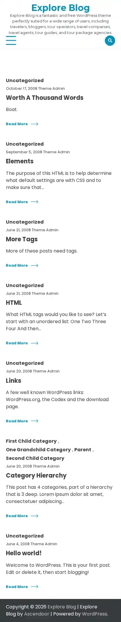 Explore Blog home page on mobile