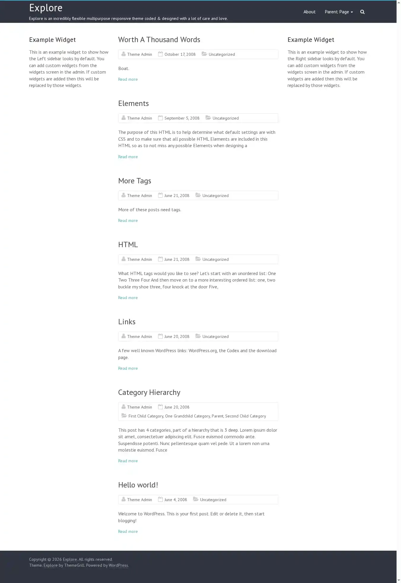 Explore home page on desktop