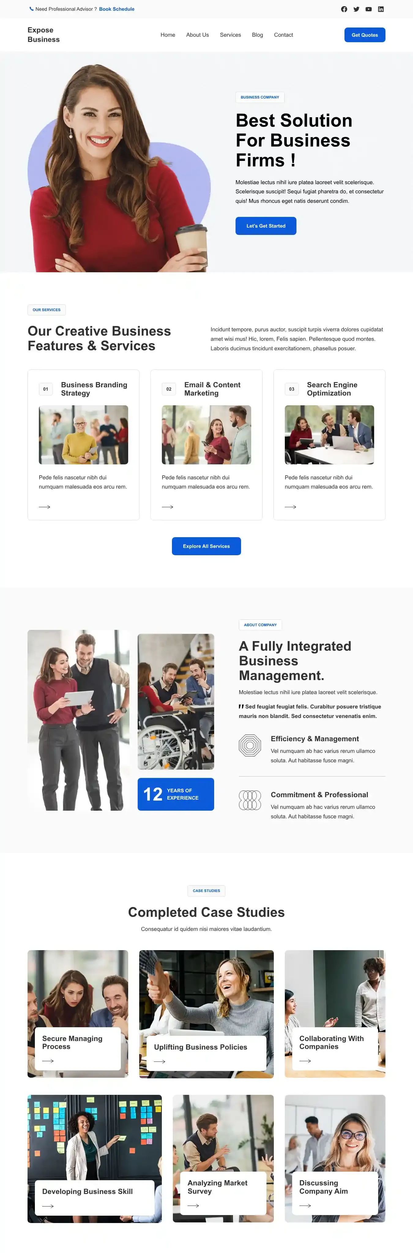 Expose Business home page on desktop