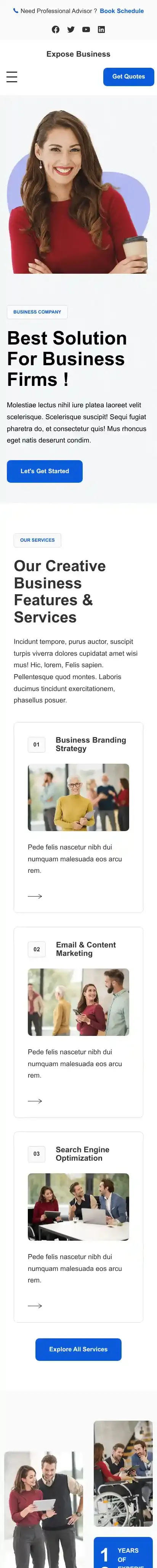 Expose Business home page on mobile