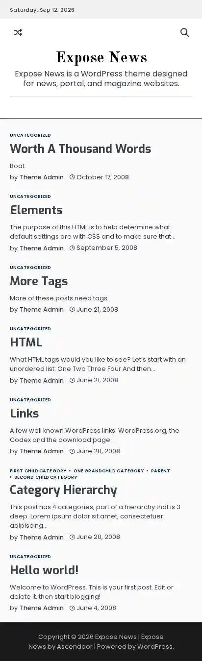 Expose News home page on mobile