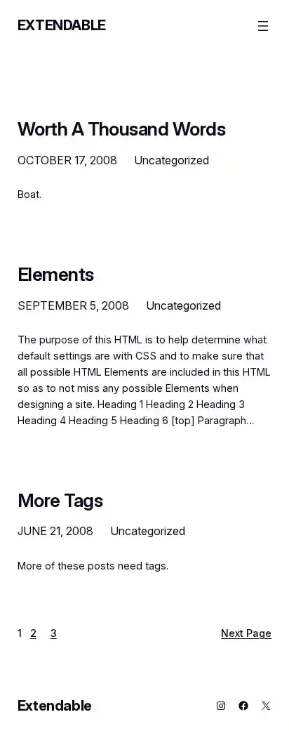 Extendable home page on mobile