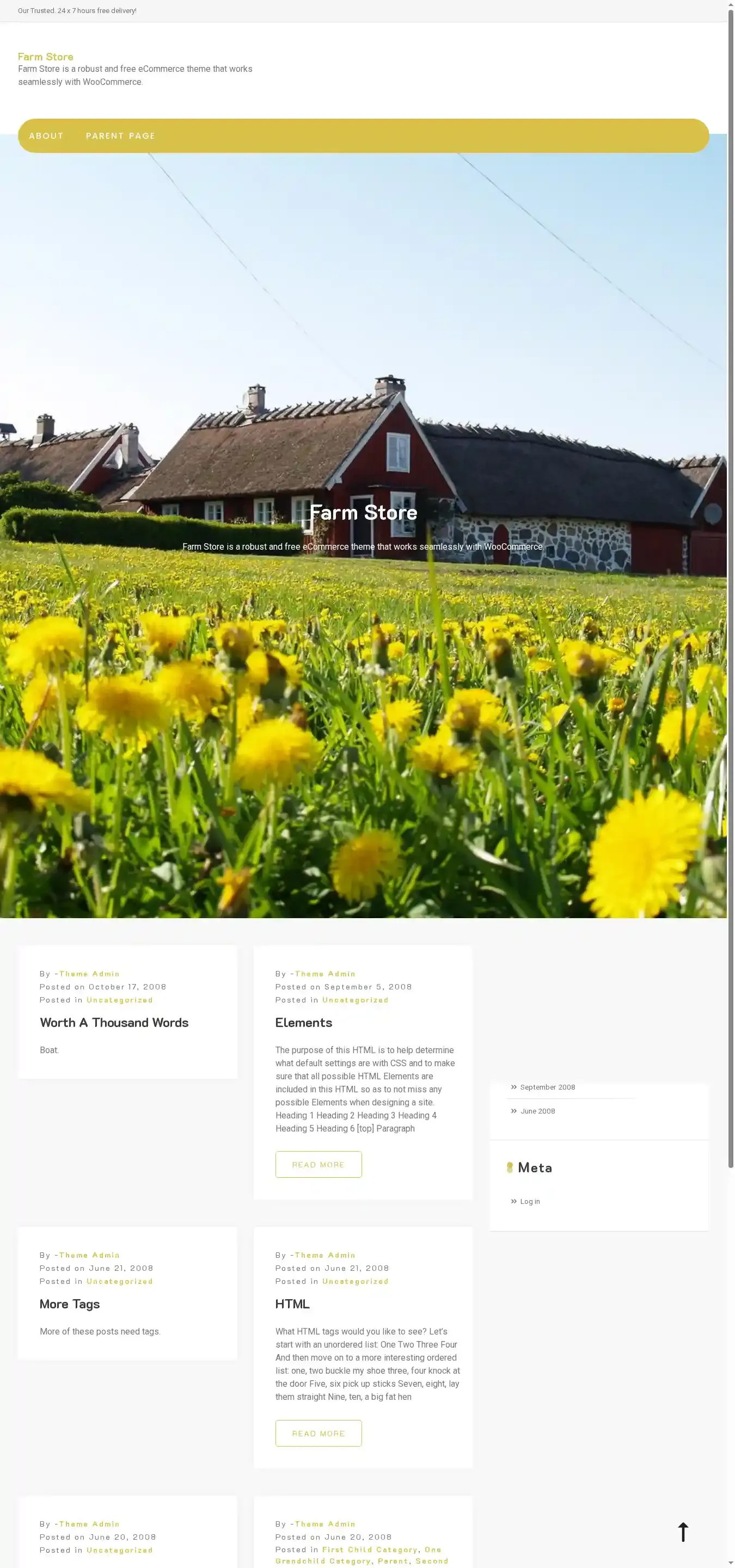Farm Store home page on desktop