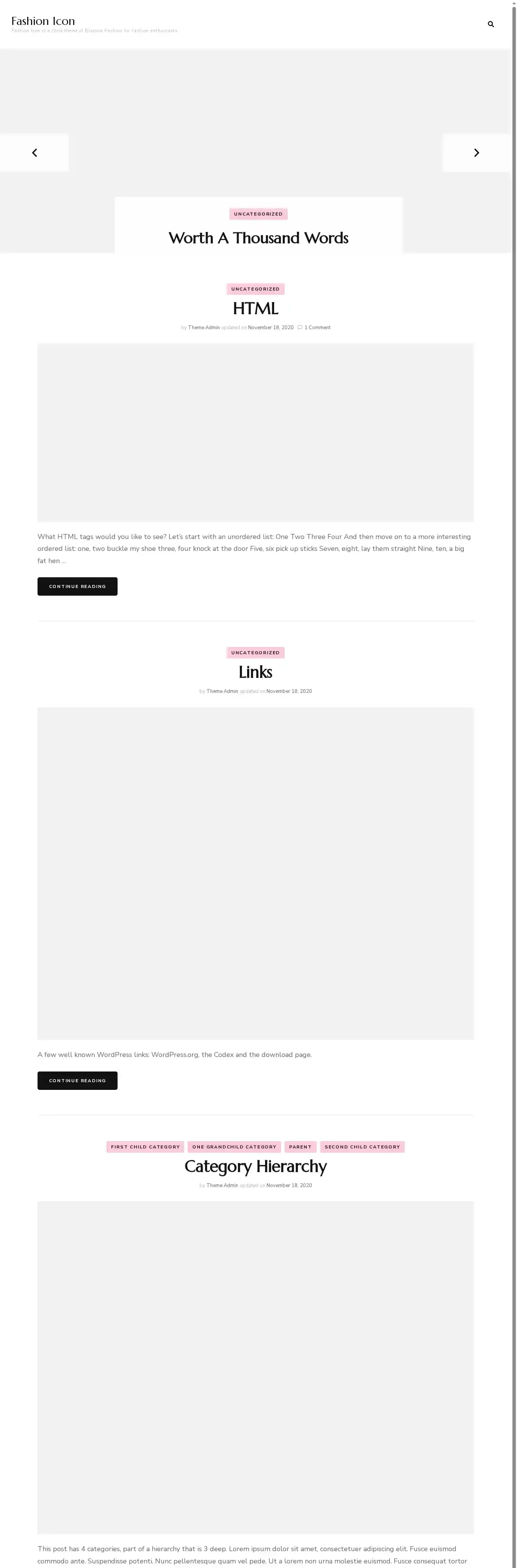 Fashion Icon home page on desktop