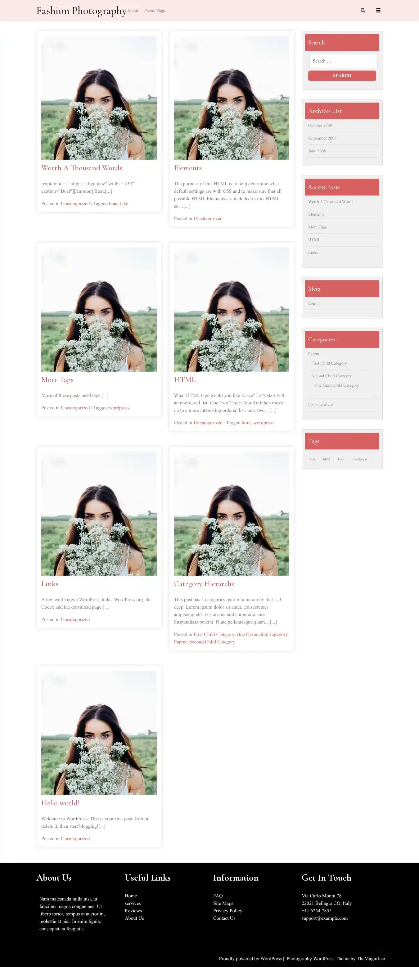 Fashion Photography home page on desktop