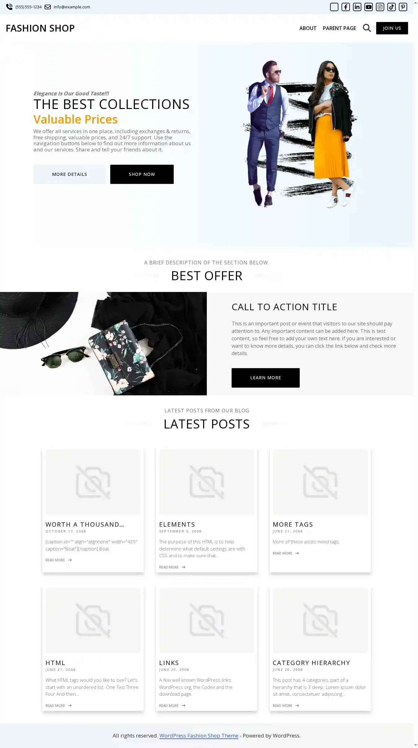 Fashion Shop home page on desktop