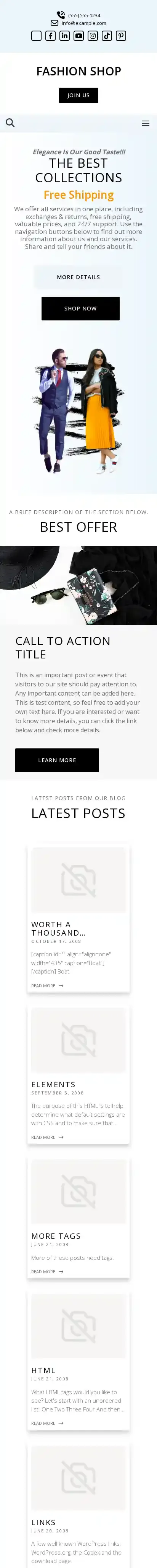 Fashion Shop home page on mobile
