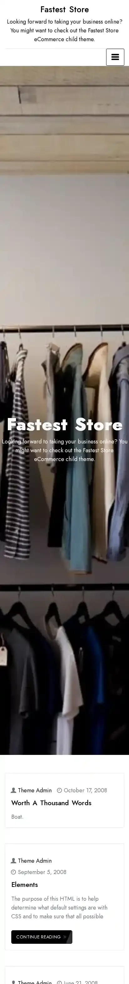 Fastest Store home page on mobile