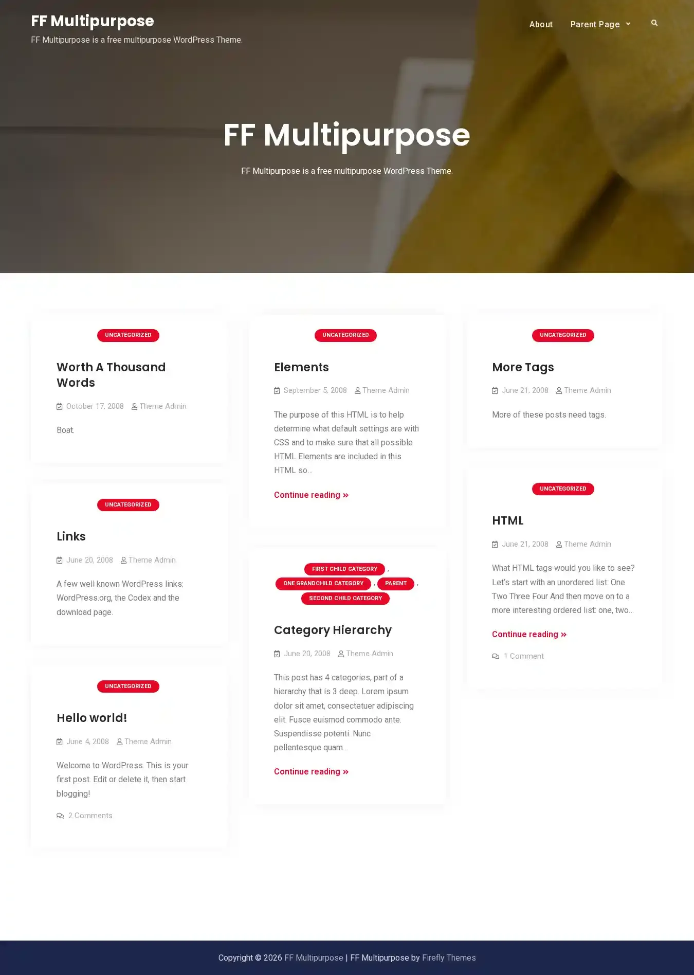 FF Multipurpose home page on desktop