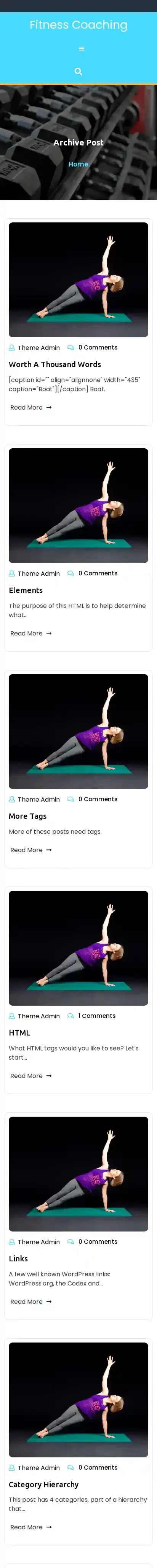 Fitness Coaching home page on mobile