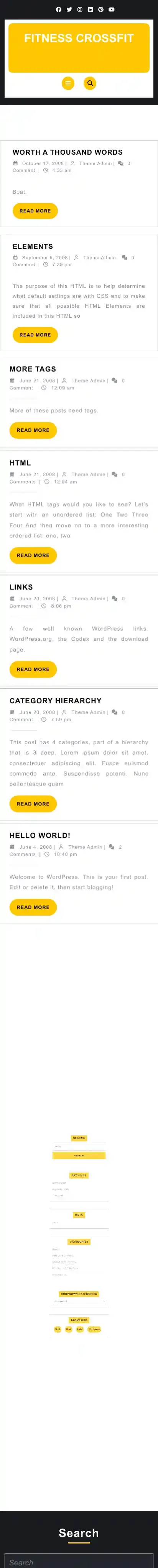 Fitness Crossfit home page on mobile