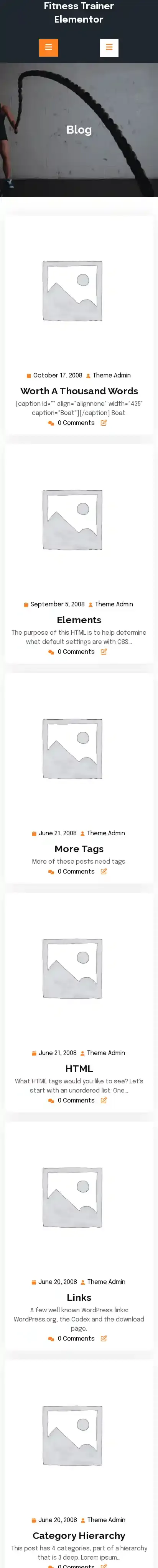 Fitness Trainer Elementor home page on mobile