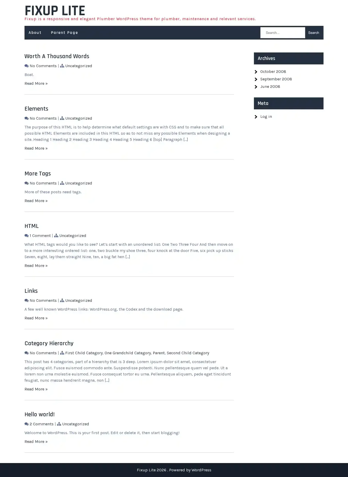 Fixup Lite home page on desktop