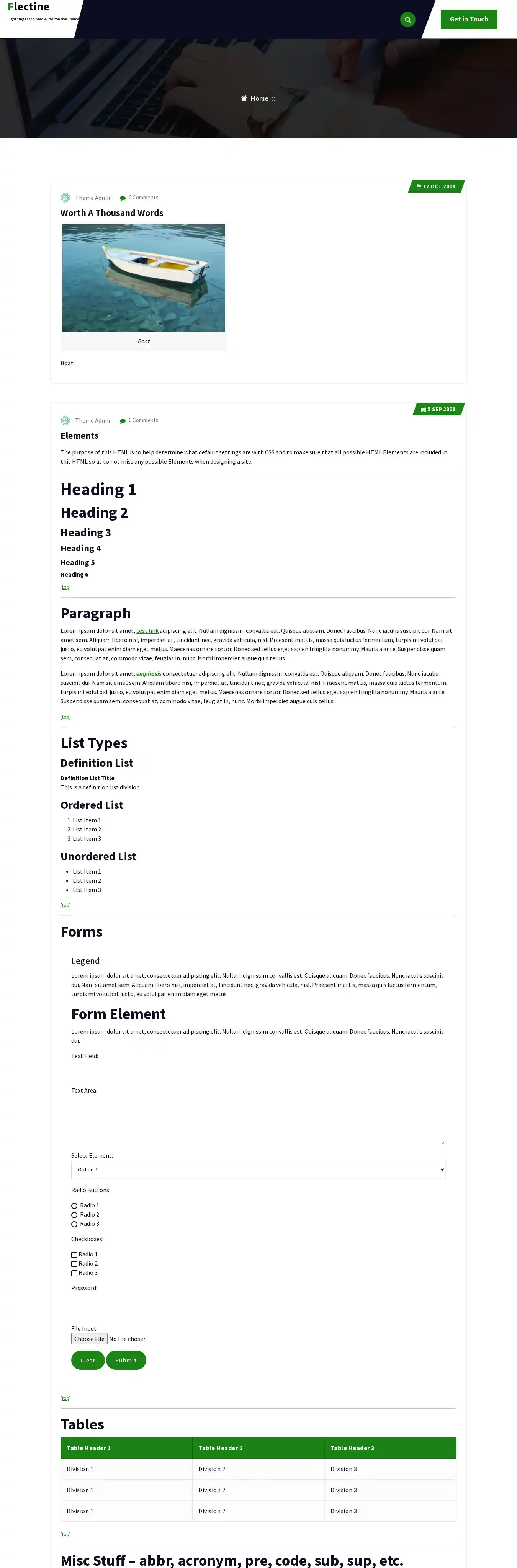 Flectine home page on desktop