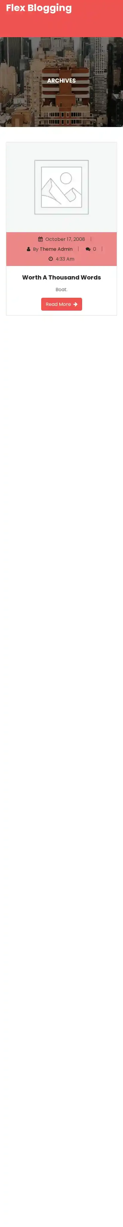 Flex Blogging home page on mobile