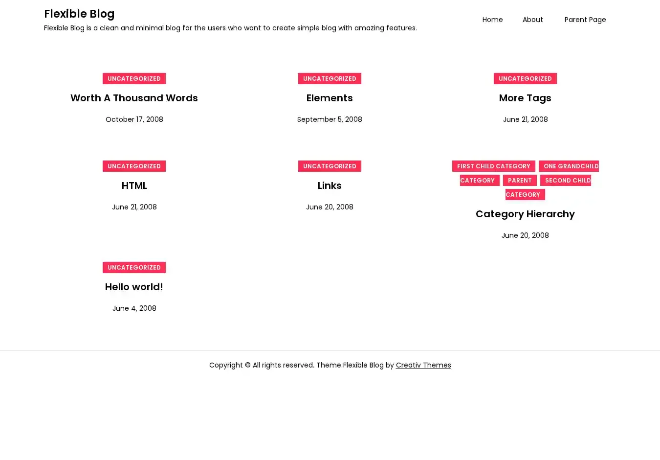 Flexible Blog home page on desktop