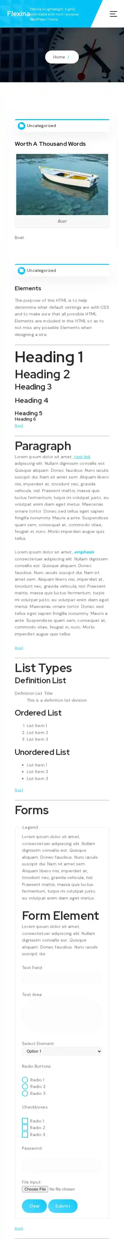 Flexina home page on mobile