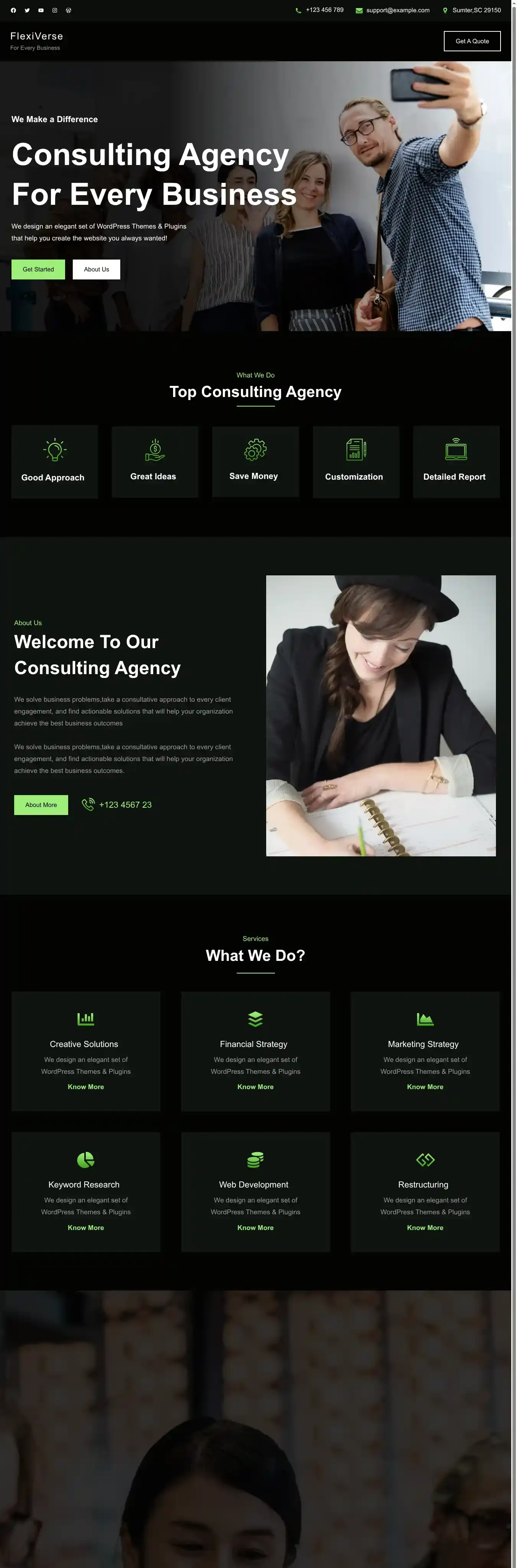 FlexiVerse home page on desktop
