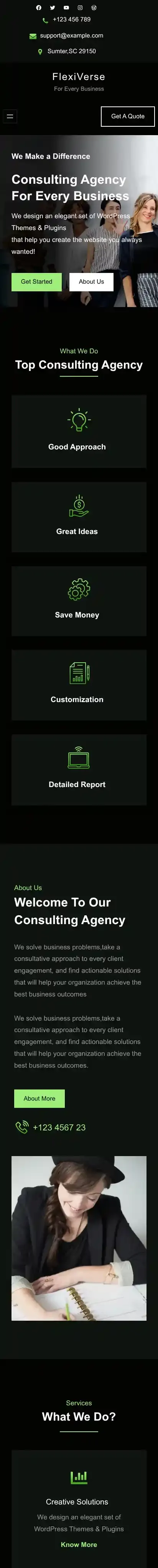 FlexiVerse home page on mobile