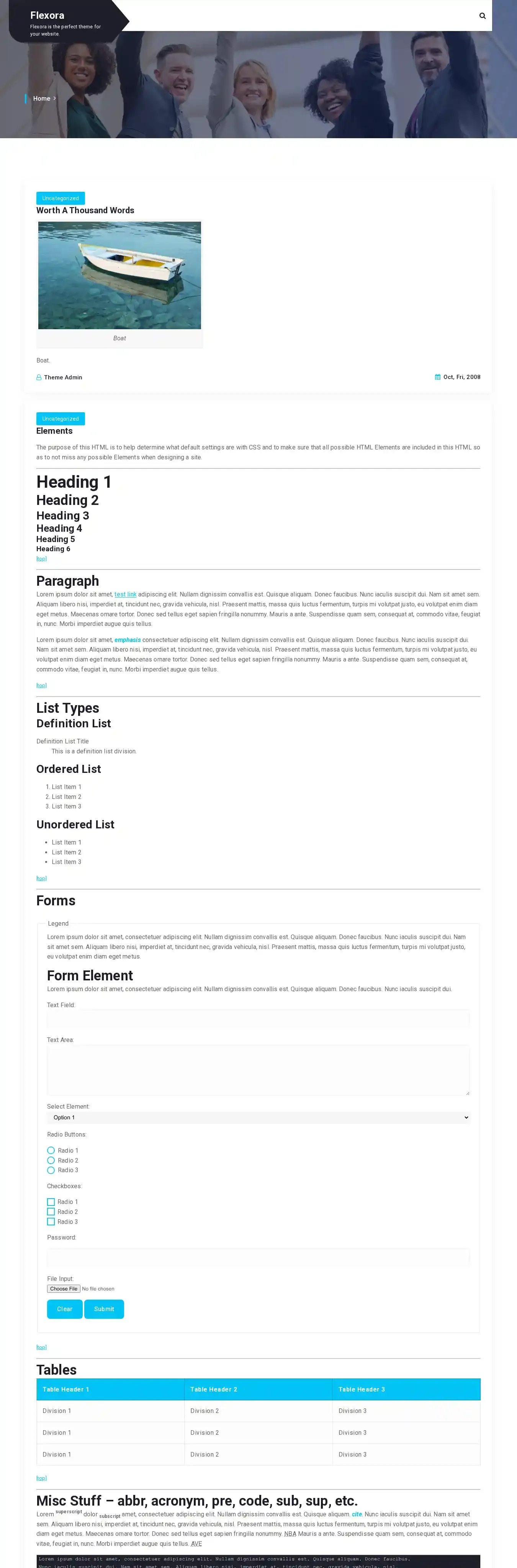 Flexora home page on desktop