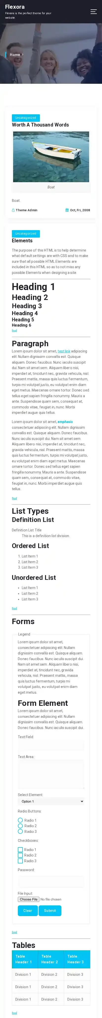 Flexora home page on mobile