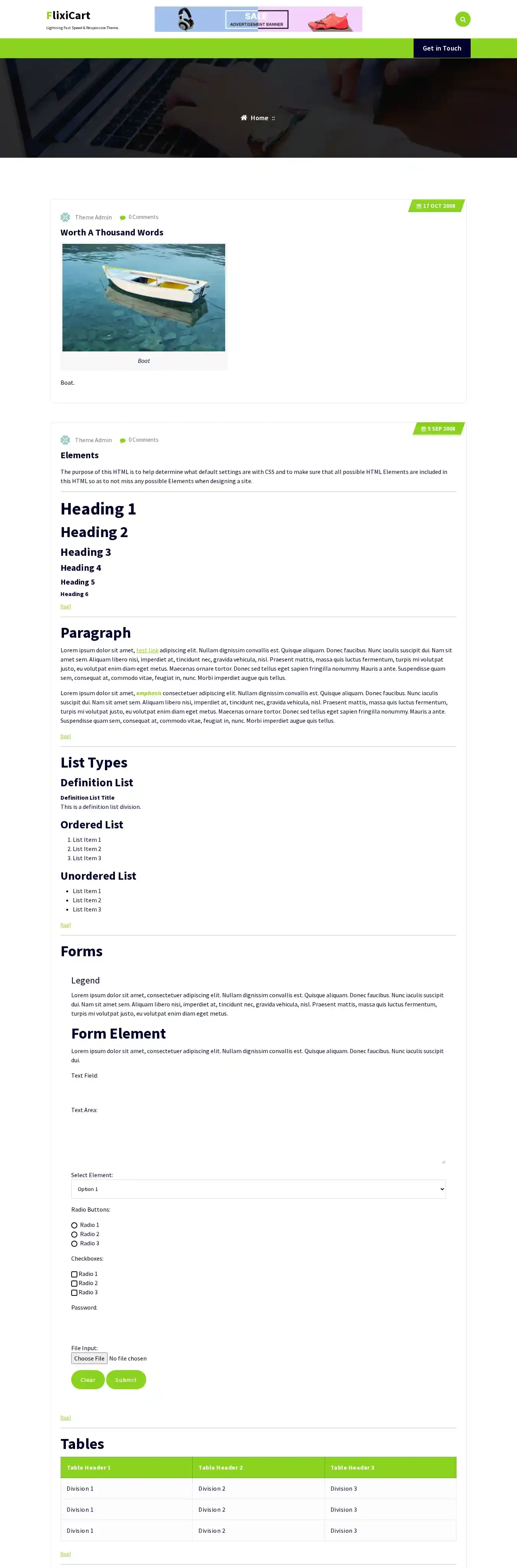 FlixiCart home page on desktop