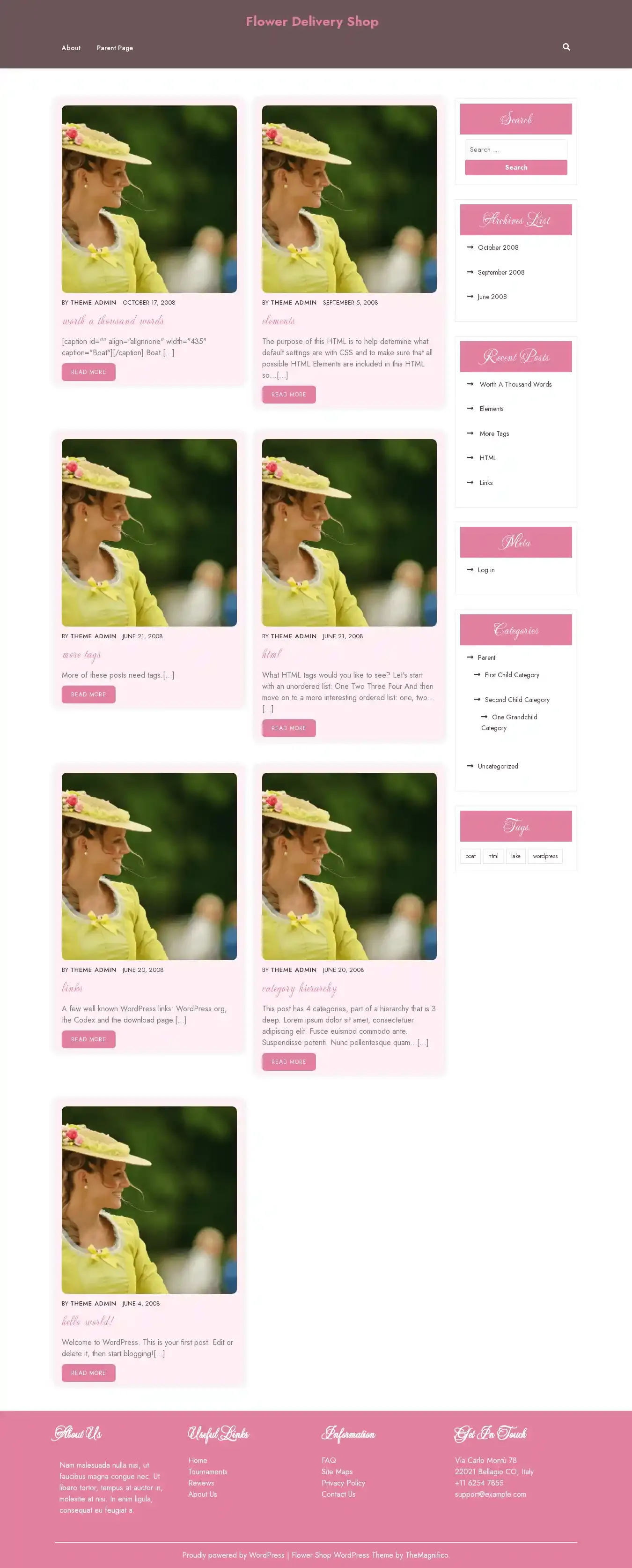Flower Delivery Shop home page on desktop