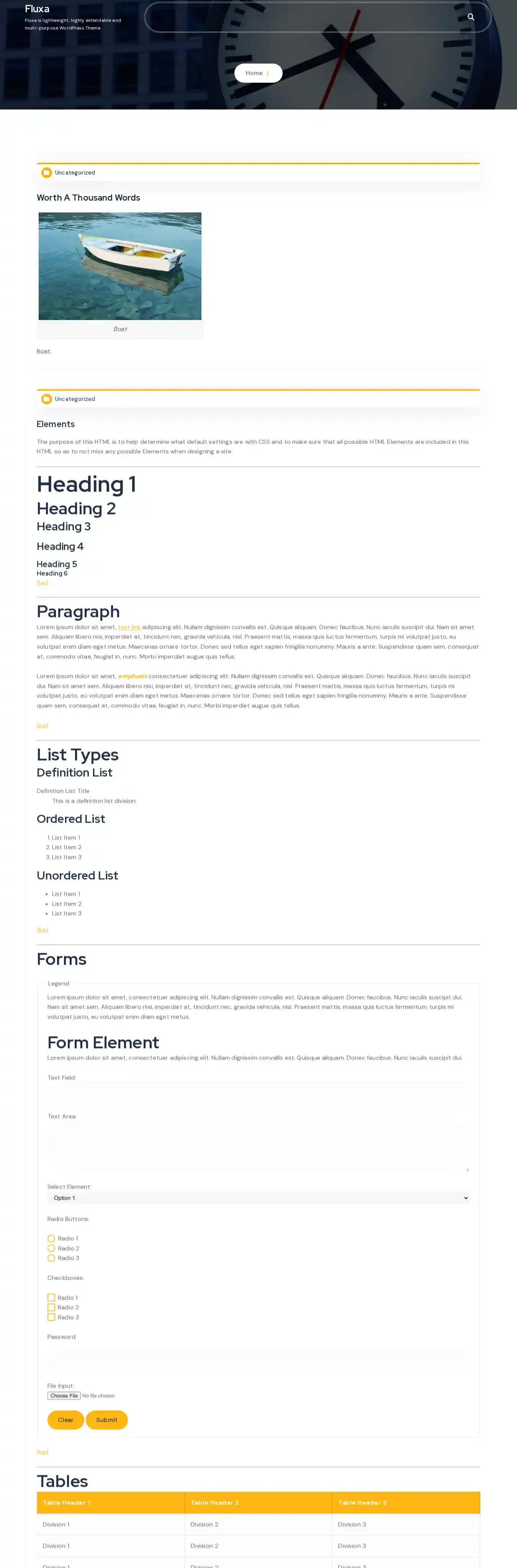 Fluxa home page on desktop