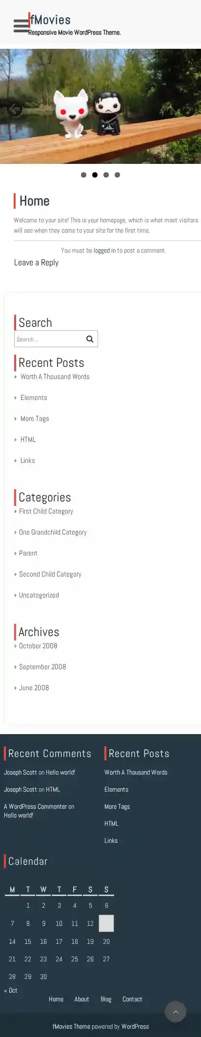 fMovies home page on mobile