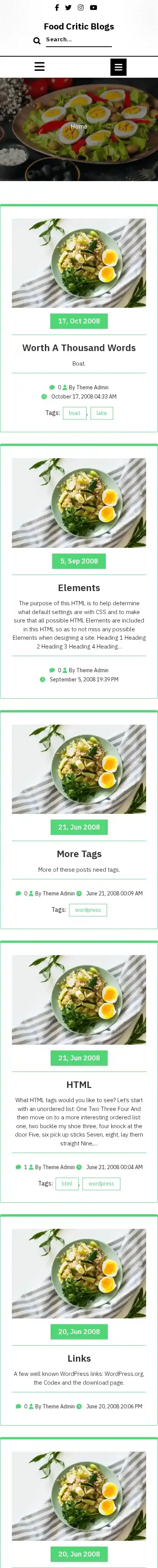 Food Critic Blogs home page on mobile