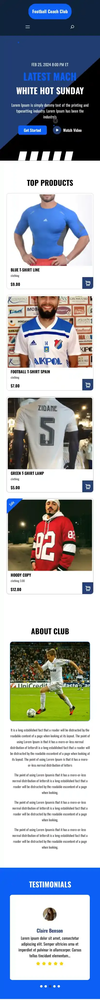 Football Coach Club home page on mobile