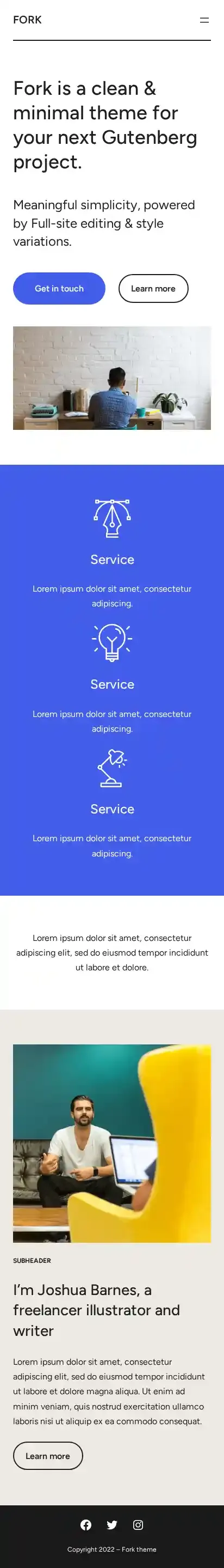 Fork home page on mobile
