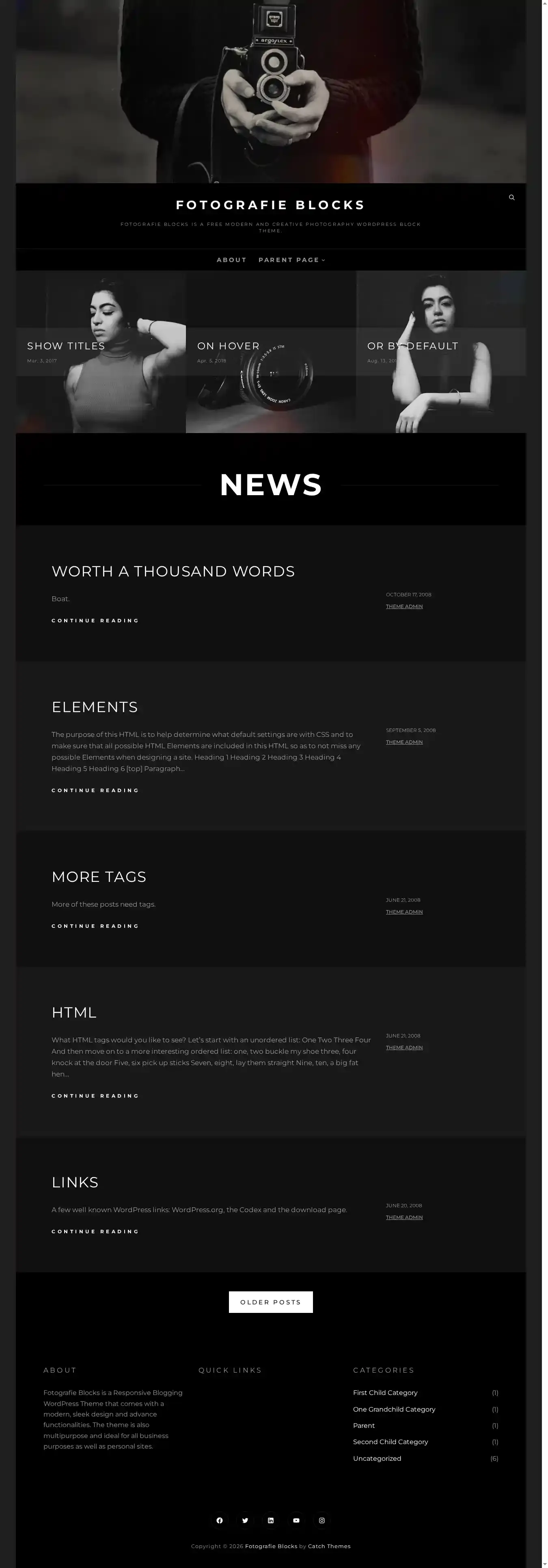 Fotografie Blocks home page on desktop