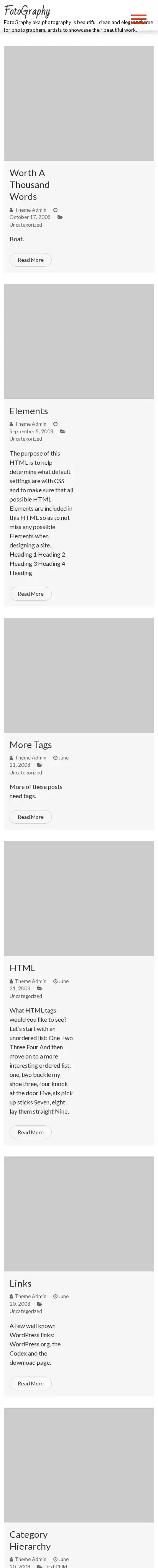 FotoGraphy home page on mobile