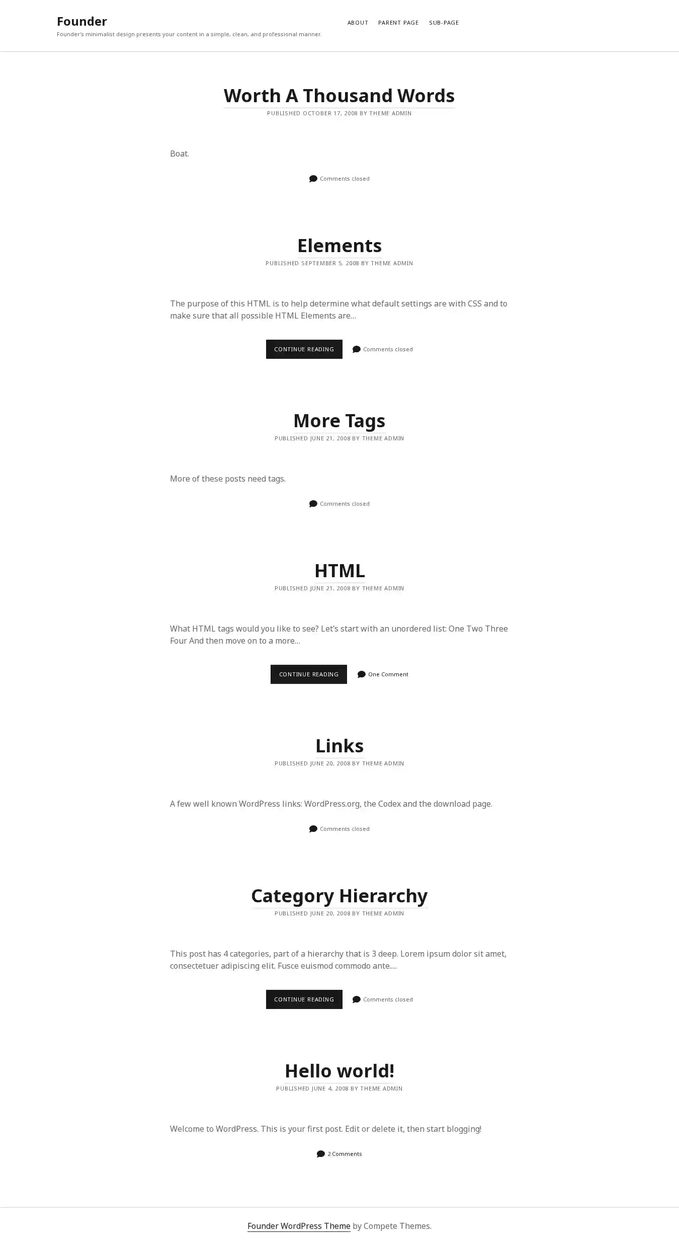 Founder home page on desktop