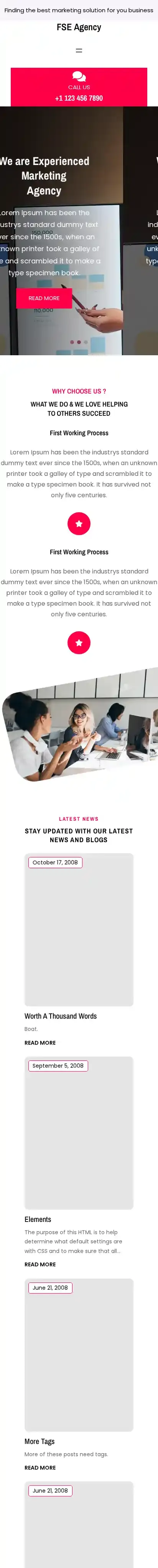 FSE Agency home page on mobile