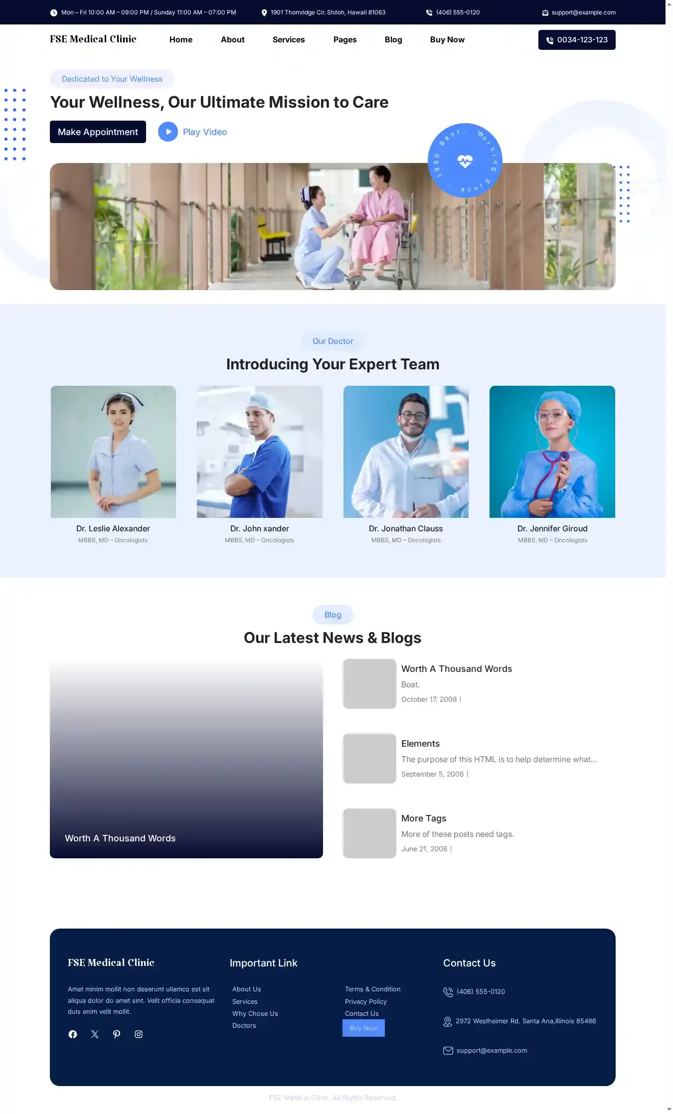 FSE Medical Clinic home page on desktop