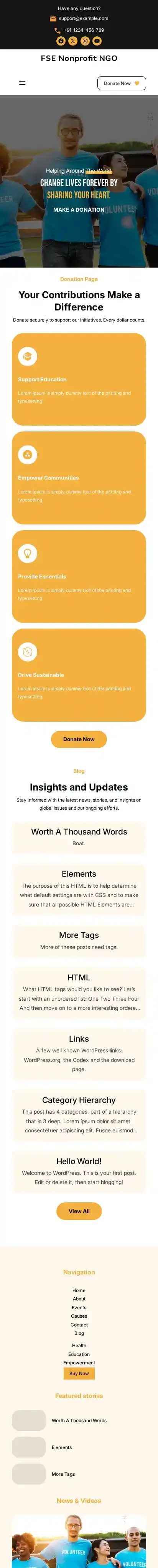 FSE Nonprofit NGO home page on mobile