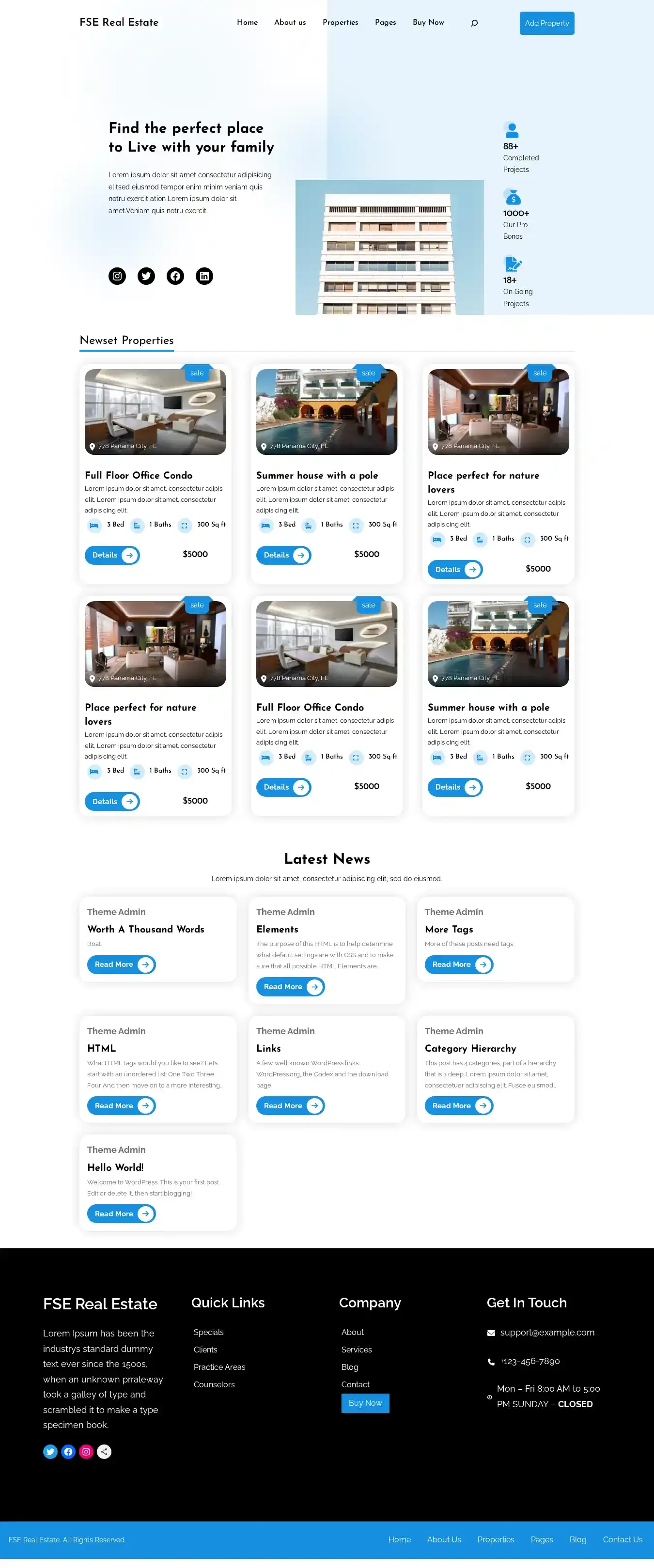 FSE Real Estate home page on desktop